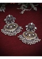     Silver Traditional Wear Oxidised Jhumka Set 